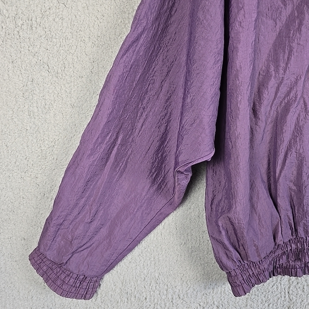 Vintage 90’s Men Y2K Champion Windbreaker Lace Up Nylon Jacket Size S Purple/Gre - Picture 16 of 16